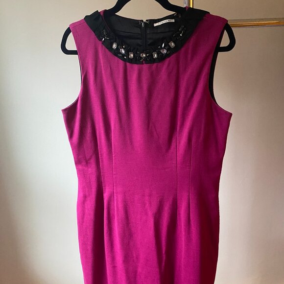 T Tahari Dresses & Skirts - T Tahari Beach Rose Beaded Neck Sheath Dress